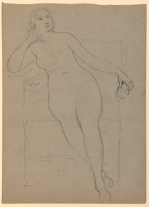 Tekening, Zittend vrouwelijk naakt, 1870-80 door Daniel Huntington