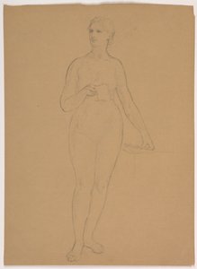 Tekening, staand vrouwelijk naakt, 1850-60 door Daniel Huntington