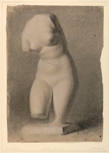 Tekening, Vrouwelijke torso van een plast, 1840 door Daniel Huntington