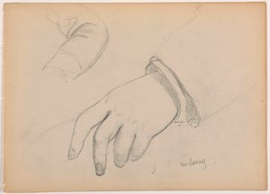 Tekening, George D. Seney, Hand en arm studie; Verso: Linkervoet, 1881 door Daniel Huntington