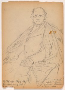 Tekening, James Lenox zittend, 19 februari 1874 door Daniel Huntington