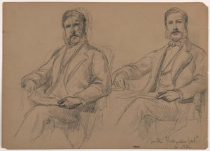 Tekening, Julius Hallgarten zittend, twee studies; Verso: Mr. Hunt staand, 1884 door Daniel Huntington