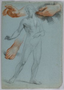 Tekening, Staand mannelijk naakt, Gescheiden, 1858 door Daniel Huntington