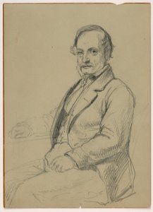 Tekening, Zittende man, ca. 1860 door Daniel Huntington
