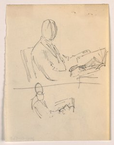 Tekening, Man zittend met een boek, 1879-86 door Daniel Huntington