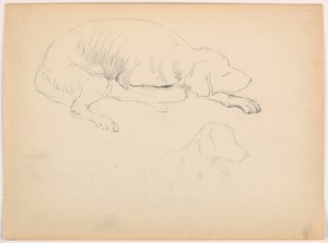 Tekening, Milo (een Pointer), Twee studies, ca. 1862 door Daniel Huntington