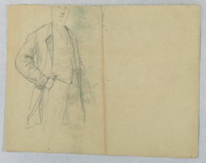 Tekening, Mr. Samuel Ward Sr., staand met hand in zak, 1880 door Daniel Huntington