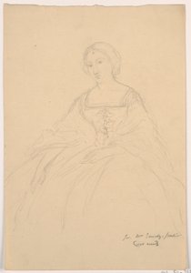 Tekening, Mrs. Sheppard Gandy zittend; Verso: Lijnschets, 1859 door Daniel Huntington