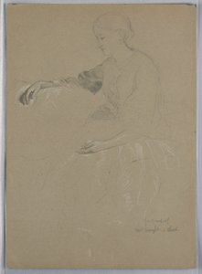 Tekening, Mrs. William Wright en kind, 1857 door Daniel Huntington