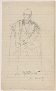 Tekening, Prof. Benjamin Silliman, Sr. Staand; Links: Prof. Benjamin Silliman, Sr. Zittend, 1858 door Daniel Huntington