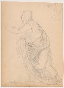 Tekening, Geklede vrouw reikt uit, naar Mariotto Albetinelli, 1844 door Daniel Huntington