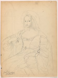 Tekening, Zittende figuur in hofkledij naar Rafaëls portret Jeanne D