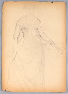 Tekening, Schets voor een portret van Bella Worsham, 1878 door Daniel Huntington
