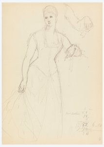 Tekening, Schets voor een portret van Bella Worsham, 1878