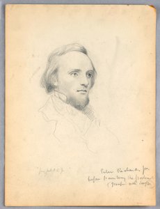 Tekening, Schets van het hoofd van Peter Richards voor zijn portret, 1849 door Daniel Huntington