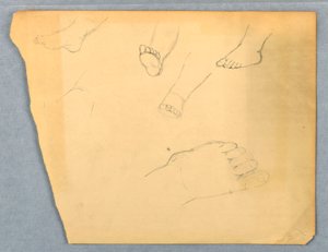 Tekening, Studies van de linkervoet van een kind, 1845-55 door Daniel Huntington