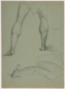 Tekening, Twee anatomische studies, ca. 1850 door Daniel Huntington