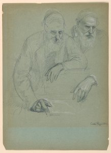Tekening, Twee studies van Daniel Hun, 1881 door Daniel Huntington