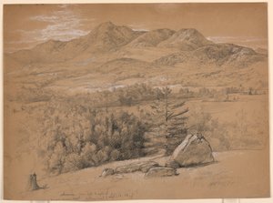 Tekening, Zicht op Mount Chocorua, vanaf de heuvel rechts van Albany Road, 12 september 1854 door Daniel Huntington