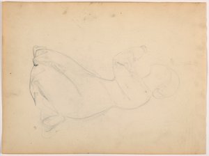 Tekening, Knielende vrouw, ca. 1852 door Daniel Huntington