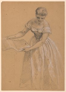 Tekening, Staande vrouw, 1860 door Daniel Huntington