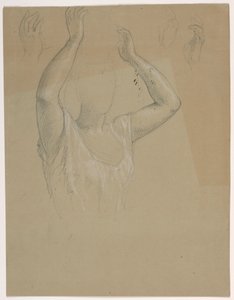 Tekening, Vrouw met opgeheven handen A, 1844-45 door Daniel Huntington