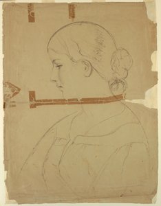 Tekening, Vrouw in profiel, model in Rome, 1840 door Daniel Huntington