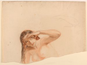 Vrouwelijk Naakt met Opgeheven Linkerhand door Daniel Huntington