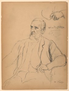 John Jay Phelps zittend, aparte hand- en kettingstudie door Daniel Huntington