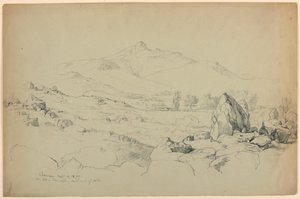 Mount Chocorua vanaf heuvel nabij Tamworth, zuidwest van het meer door Daniel Huntington