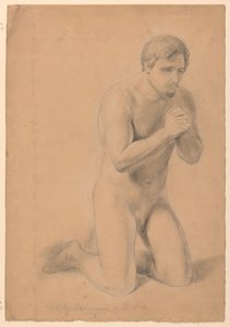 Naakte mannelijke figuur, studie voor "Communion of the Sick" door Daniel Huntington
