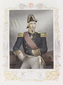 Admiraal Sir Edmund Lyons (gekleurde gravure)