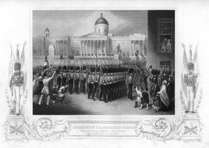 Het vertrek van de Grenadier Guards, Trafalgar Square, Londen, 1854 1857 door Daniel John Pound