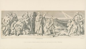 Een vurige ster verschijnt in Engeland, onheilspellend van ramp, en wordt aangesproken door de Monnik van Malmesbury door Daniel Maclise