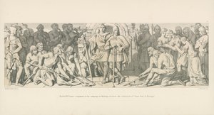 Harold, Williams metgezel in zijn campagne in Bretagne, ontvangt de onderwerping van Conan, graaf van Bretagne door Daniel Maclise