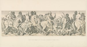 Harold en zijn ridders rijden naar hun inschepingsplaats, in Bosham, Sussex door Daniel Maclise