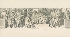Harold, vertrekkend op bezoek bij Willem van Normandië, neemt afscheid van Edward de Belijder door Daniel Maclise