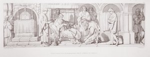 Harold, teruggekeerd uit Normandië, presenteert zich aan Edward de Belijder, uit 