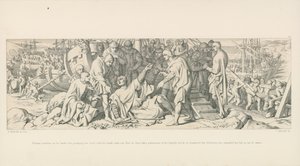 William struikelt bij zijn landing, maar, grijpend naar de aarde met zijn hand, roept hij dat hij zo bezit neemt van de Engelse bodem, en stelt zo zijn volgelingen gerust, die zijn val als een slecht voorteken beschouwden door Daniel Maclise