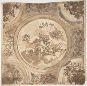 Plafondontwerp met een allegorie van de overwinning, n.d.