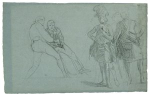 Studie voor Het Beleg van Gibraltar (Studie van luitenant-kolonel Lindsay en figuren die aan een touw trekken), ca. 1786-1787 door Daniel Mytens
