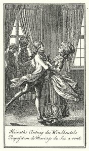 Huwelijksaanzoek van de Windbuil (gravure)