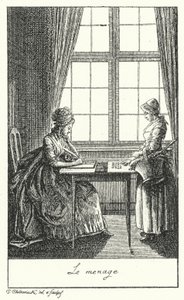 Het huishouden runnen (gravure)