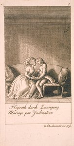 Redenen voor huwelijk en hun gevolgen. Bl. 1 door Daniel Nikolaus Chodowiecki