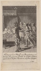 Blad 2 uit de serie "Geschiedenis van Brandenburg" door Daniel Nikolaus Chodowiecki