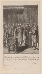 Blad 5 uit de reeks "Geschiedenis van Brandenburg" door Daniel Nikolaus Chodowiecki