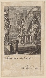 Blad 5 bij Shakespeares "Coriolanus" door Daniel Nikolaus Chodowiecki