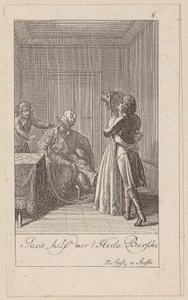 Blad 6 bij „De indianen in Engeland“ van Aug. von Kotzebue door Daniel Nikolaus Chodowiecki