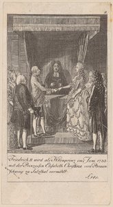 Blad 9 uit de reeks „Geschiedenis van Brandenburg“ door Daniel Nikolaus Chodowiecki