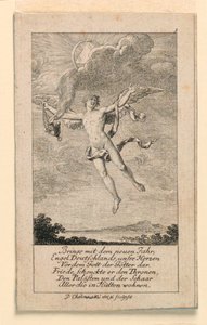 Nieuwjaarswens voor Duitsland, illustratie voor "Königl: Grosbrit [anische] Genealogischer Kalender auf das 1780 Jahr Lauenberg bey J.G. Berenberg" door Daniel Nikolaus Chodowiecki